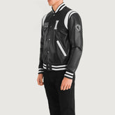 Lekas Illinois Black Leather Varsity Jacket